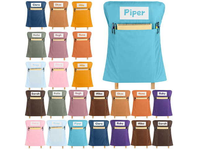 24 Pcs Chair Pockets for Classroom 17x20 Inch Classrooms with Name Tag Classroom Chair Pocket Storage for Keeping Student Books School Table...