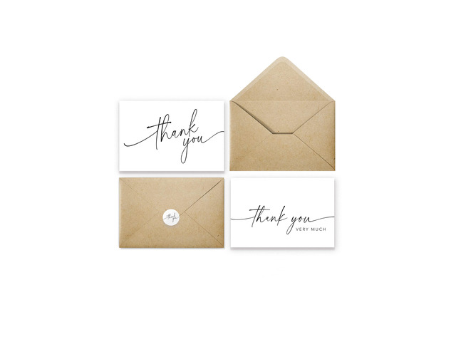 Thank You Cards with Envelopes & Matching Stickers, Bulk Pack of 100, 4x6 Inch Minimalistic Design - Suitable for Business, Baby Shower, Wedding,...