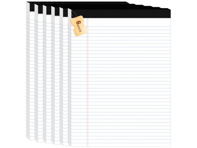 6pcs Legal Pads 8.5 x 11, Perforated White Notepad 8.5x11, 50Sheets/Pad Writing Pads 8.5x11, College Ruled Thick Paper, Lined Note Pads with Sturdy...