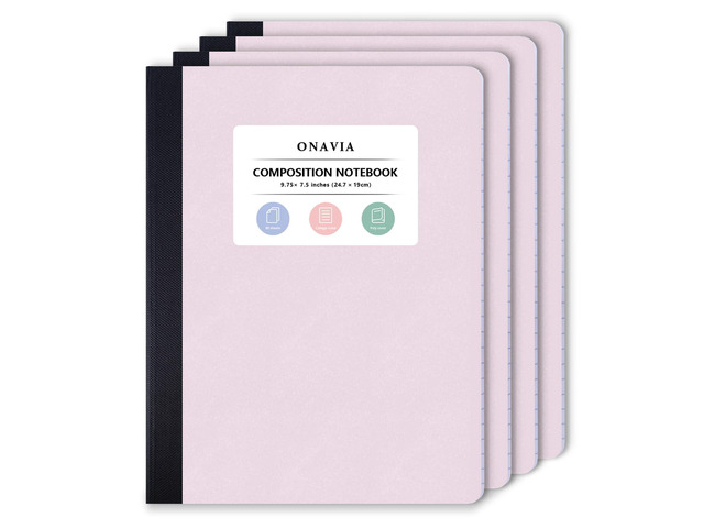Pink Plastic Composition Notebook College Ruled 4 Pack, 160 Pages 80 ct, 9.75 x 7.5 in, Poly Comp Books, Waterproof, Durable, Sewn Binding, School...