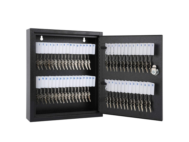 Key Lock Box, Wall Mount 60 Key Cabinet, Black Numbered Key Storage Organizer, Secure Lock Box, Key Hooks & Labels, Home, Office & Property...