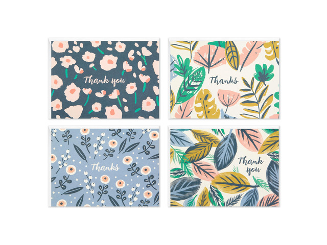 Bulk Thank You Cards, Assorted 48-Pack (Painted Florals) Modern floral artwork in four designs. Coordinating envelopes. Premium paper stock., 3.8 x...