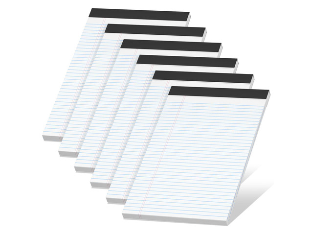 6 Pack Legal Pads 8.5 x 11, White, College Ruled, 30 Sheets Each Legal Pads Heavyweight Paper, Ink Bleed Resistant, Smooth Writing Durable...