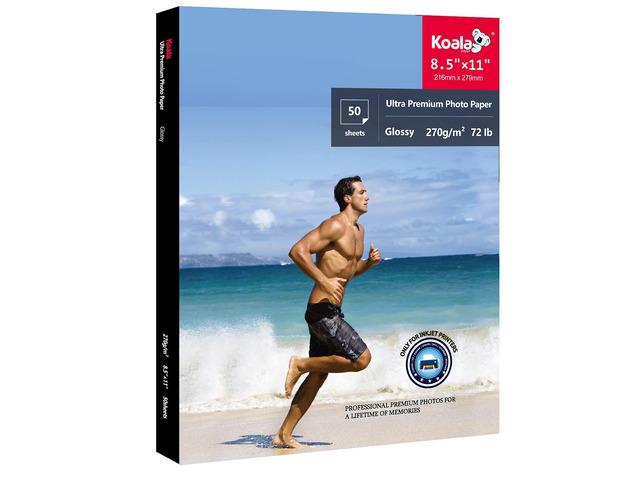 Photo Paper Resin Coated 8.5x11 In Glossy Photo Printer Paper 72lb for Inkjet Printer Water Resistant 50 Sheets