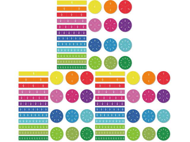 Magnetic Fraction Tiles & Circles, 156pcs, 12 Color Coded, Fraction Manipulatives (Pack of 3)
