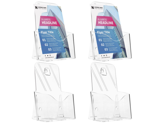4-Pack Clear Acrylic 6 x 9 Bifold Brochure Holders, Wall or Countertop Use Plastic Brochure Display Stand for 8.5 x 5.5 & 6 x 9 Inch Booklets,...