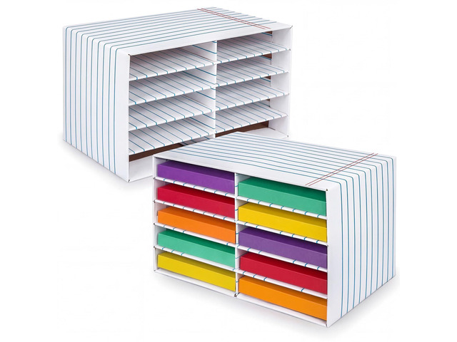 2 Pcs Notebook Classroom Paper Storage Organizer Construction Paper Storage Desktop Mailbox File Sorter Literature Cardboard Organizer for Home...