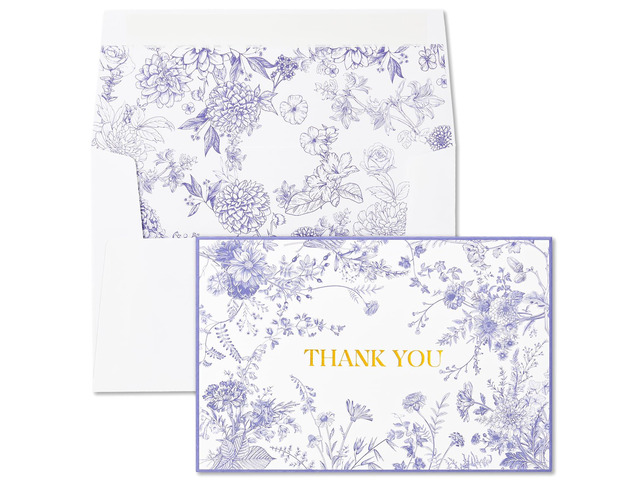 Purple Floral Thank You Cards with Envelopes, 50 Pack Lavender Wedding Thank You Notes Bulk for Bridal Shower Baby Shower Business Graduation, All...