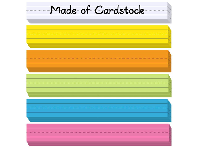 120Pcs Colored Sentence Strips for Teacher Cardstock,3 x 24 Rainbow Color Ruled Word Learning Strips for Writing Words,Classroom and Home,6 Colors