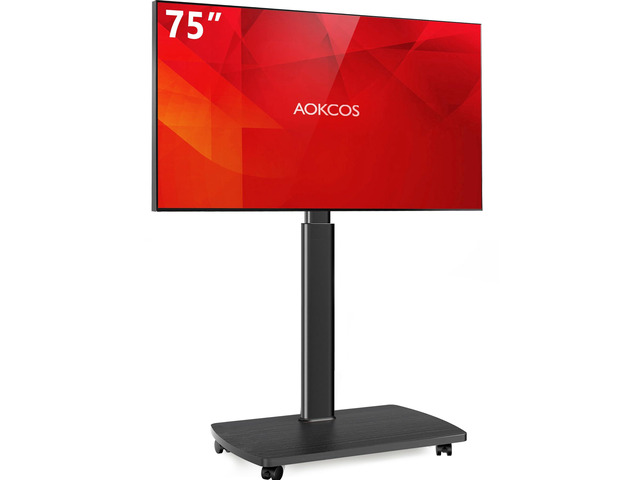 Rolling TV Stand for 43 50 55 60 65 70 75 Inch TVs, Portable Mobile TV Stand on Wheels, 10-Level Height Adjustable TV Cart with Swivel & Tilt Mount...