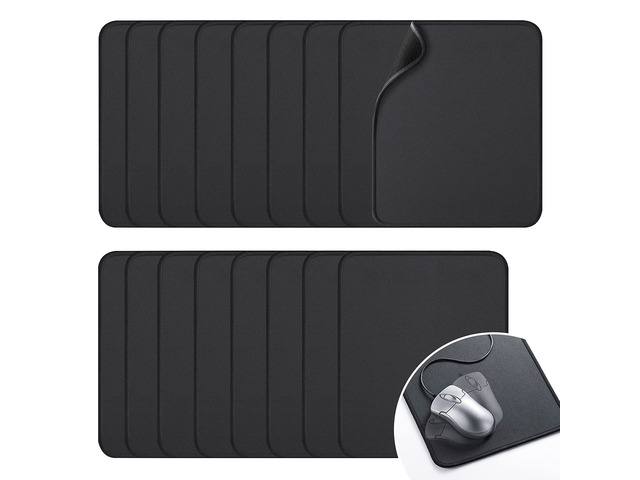 17 Pack Mouse Pad, 10.2''x8.2'' Computer Mousepad Bulk, Black Reinforced Stitching Edge Mouse Pad for desk, Washable Non-slip Rubber Base, 0.12inch...