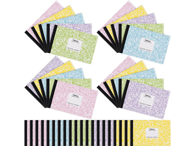 Half Composition Books,Macarons,Snowflake 20 Pack Bulk Journals for School Students, Wide Ruled 80 Sheets, 11/32 Inch Spacing, 4-7/8x7-1/2 Size,...