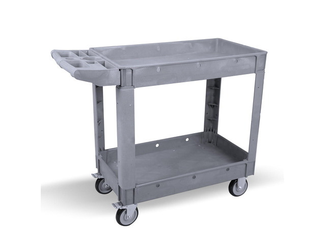 Utility Rolling Tool Cart, 40 x 17-Inch Plastic Rolling Carts, Huge Storage W/Deep 2-Shelf Heavy Duty Service Cart with Wheels, 550 lbs Capacity...