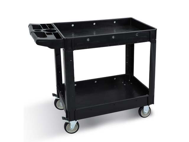 Utility Rolling Tool Cart, 40 x 17-Inch Plastic Rolling Carts Huge Storage W/Deep 2-Shelf Heavy Duty Service Carts with Wheels,550 lbs Capacity...