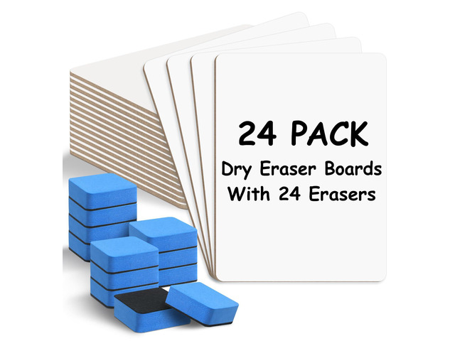 24 Pack Dry Erase Boards, 9x12 Inch Double Sided Whiteboards with Erasers Small White Board Bulk for Students Teachers, Personal White boards with...