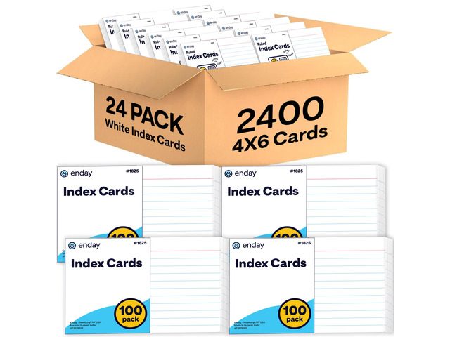 Index Cards 4x6 Bulk, (2400 Cards), Notecards 4x6 lined, Blank on Back, Flashcards for School Home and Office, Ruled Index Card, 100 Per Pack, (24...