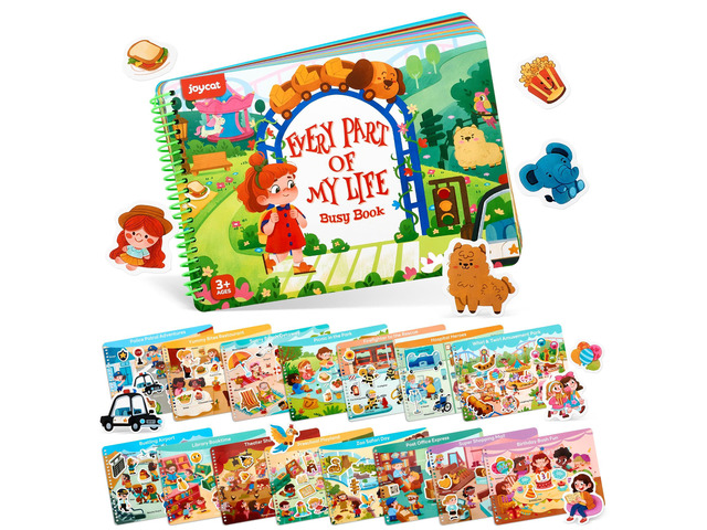 Daily Life Busy Book for Toddlers Ages 3-5, English 15 daily-life scenes from amusement parks and picnics to hospitals and seaside trips build...