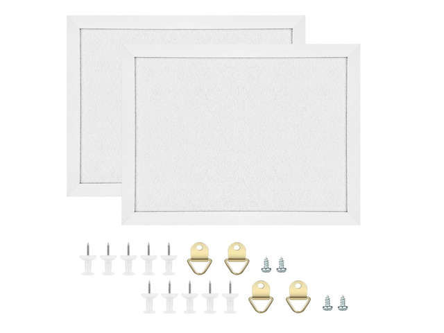 Cork Board Bulletin Board, Cork Boards for Walls with Pins, Eye Bolts, gaskets, Screws, Pin Board for Office, School and Home (White, 17x23-2P)