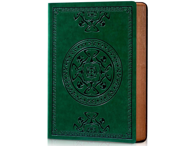 Leather Journal for Men Women Vintage Notebook Diary, A5, Green Embossed Softcover, 288 Pages, Lay Flat for Writing, Journaling, Work, Travel,...