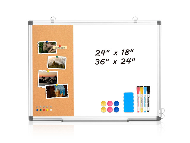 Magnetic Dry Erase White Board Cork Board Combo for Wall with Accessories 36'x24' Vision Board Manifestation Whiteboard Corkboard Combination...