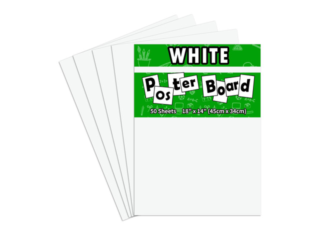 50Pcs White Poster Board,14inx18in White Poster Paper Blank Graphic Display Board Poster Board Bulk for School Arts,Classroom Crafts