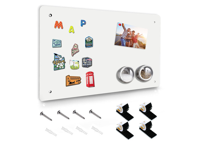 White Magnetic Board,17.5' x 11.4' Magnet Bulletin Board to Display Magnetic Notes, Poetry, Photos, Suitable for Wall, Refrigerator, Cabinet etc,...