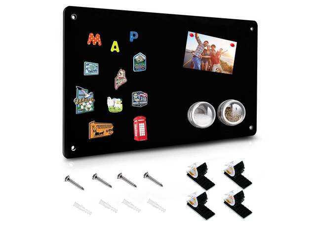 Black Magnetic Board,17.5' x 11.4' Magnet Bulletin Board to Display Magnetic Notes, Poetry, Photos, Suitable for Wall, Refrigerator, Cabinet etc,...