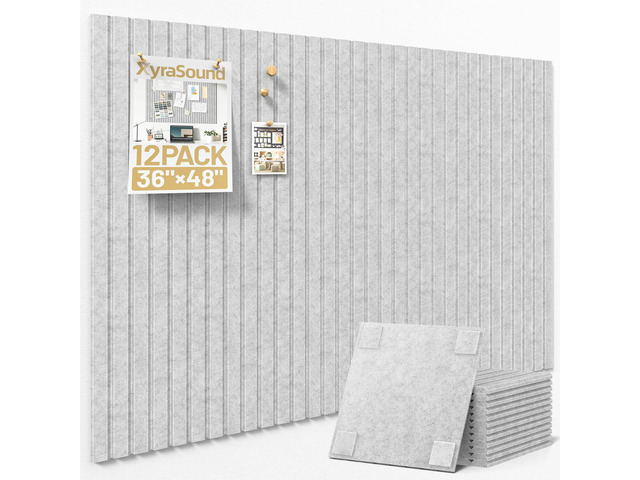 Large Cork Board for Walls 12 Pack Bulletin Board with 60 Adhesive Tabs 36' x 48' Alternative CorkBoard for Pictures Photos, Felt Push Pin Boards...