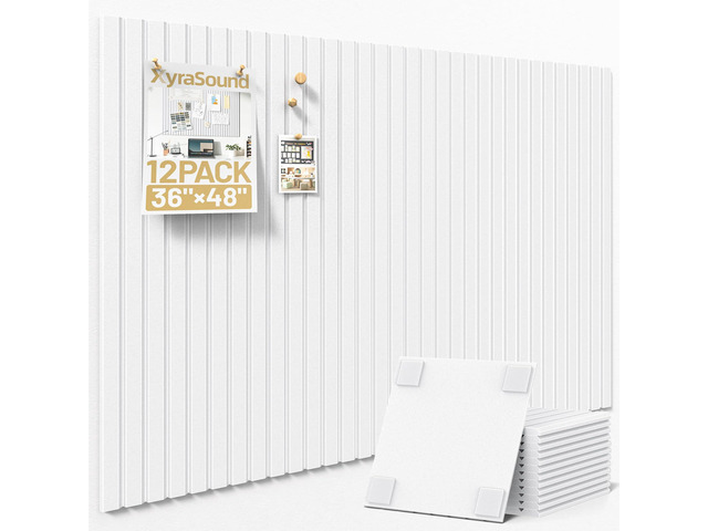 Large Cork Board for Walls 12 Pack Bulletin Board with 60 Adhesive Tabs 36' x 48' Alternative CorkBoard for Pictures Photos, Felt Push Pin Boards...