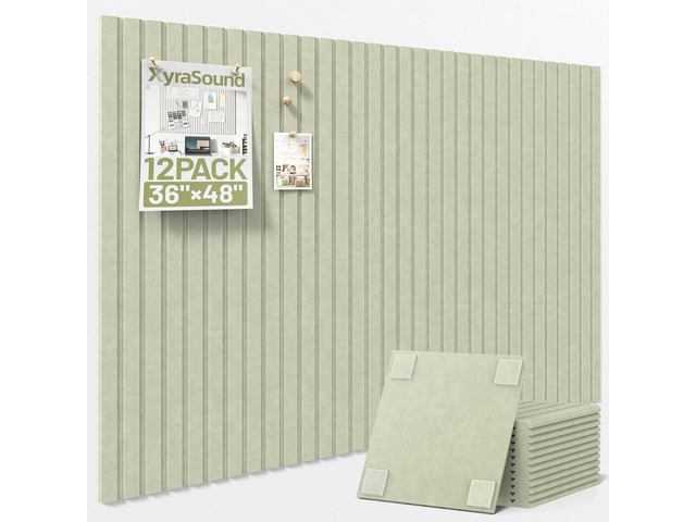 Large Cork Board for Walls 12 Pack Bulletin Board with 60 Adhesive Tabs 36' x 48' Alternative CorkBoard for Pictures Photos, Felt Push Pin Boards...