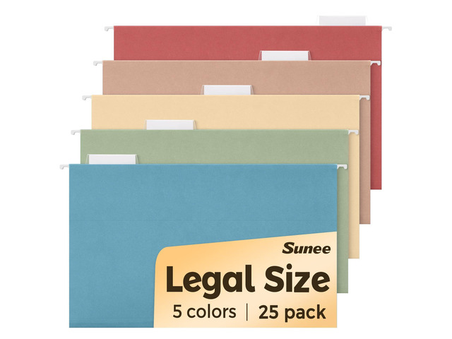 Hanging File Folders Legal Size, 25 Pack File Folders 1/5-Cut Tabs, Retro Colors, Stay Organized for Your Home and Office Bulk File and Documents