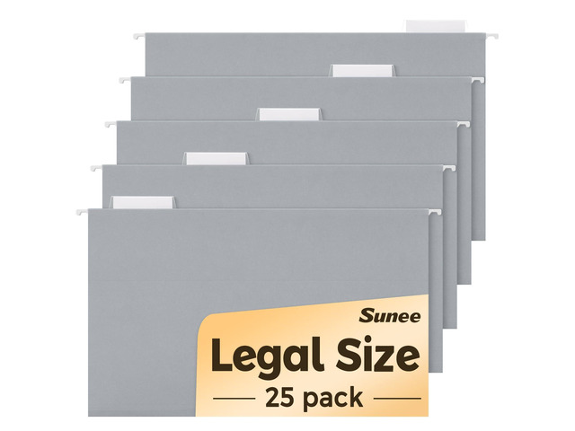 Hanging File Folders Legal Size, Gray File Folders 25 Pack 1/5-Cut Tabs, Stay Organized for Your Home and Office Bulk File and Documents