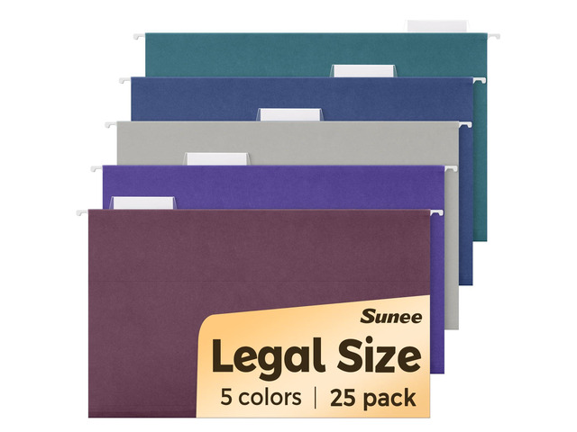 Hanging File Folders Legal Size, 25 Pack File Folders 1/5-Cut Tabs, Vintage Colors, Stay Organized for Your Home and Office Bulk File and Documents