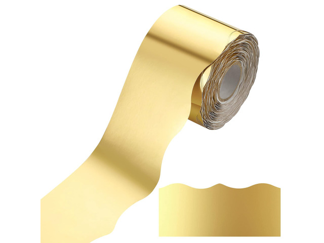 65.6 Ft Scalloped Bulletin Board Borders Decor,Gold Scalloped Trim for Classroom Displays, Learning Spaces, Decorative Strips, Ideal for Teachers,...