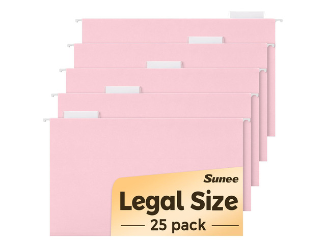 Hanging File Folders Legal Size, Pink File Folders 25 Pack 1/5-Cut Tabs, Stay Organized for Your Home and Office Bulk File and Documents