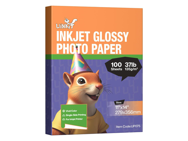 37lb Thin Flyer Paper Glossy 11x14 Inkjet 100 Sheets Single Side DIY Chip Bag 135gsm Photos Picture for Inkjet Printer with Dye Ink Brochure...