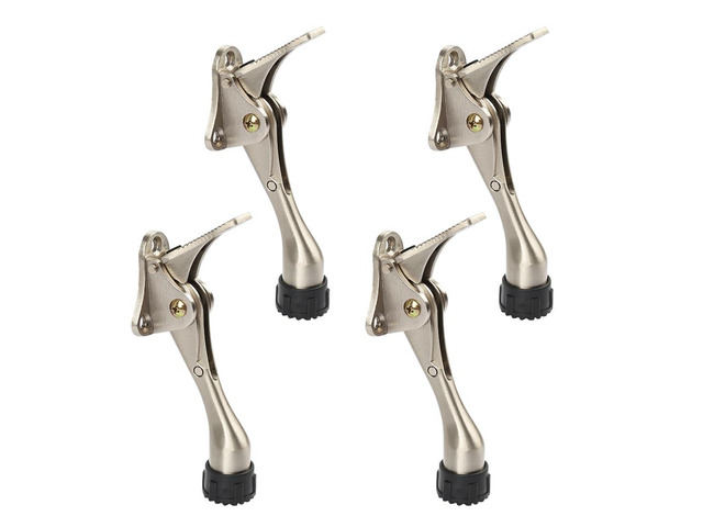 Kickdown Door Stopper 4 Inches - 4 Packs One Touch Adjustable Height Door Stop for The Bottom of Door The Bottom of Door Aluminum Alloy Metal Door...