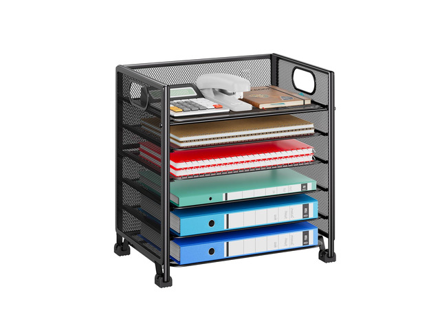 6-Tier Paper Tray Organizer, File Organizer for Desk, Black Letter Tray Holder with Handle. Sturdy Metal Frame. Non-slip Feet. Black for Office...