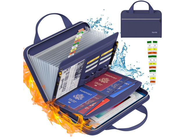 Fireproof Accordion File Organizer, 13 Pocket Expanding File Folder Document Organizer with Handle, File Folder with Multi-Pockets Paper Organizer...