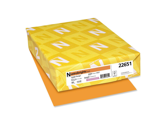 Color Paper, 24 lb Bond Weight, 8.5 x 11, Cosmic Orange, 500/Ream