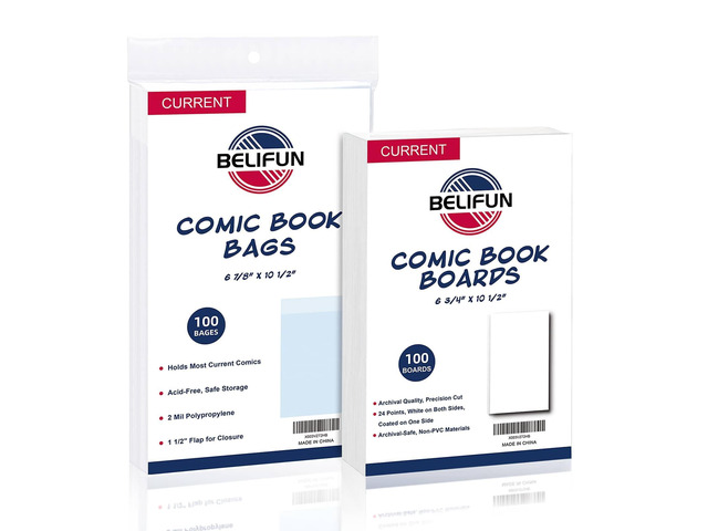 100ct Current Comic Bags and Boards - Reusable Boards, Bags 1 1/2' Flap, Clear Protector