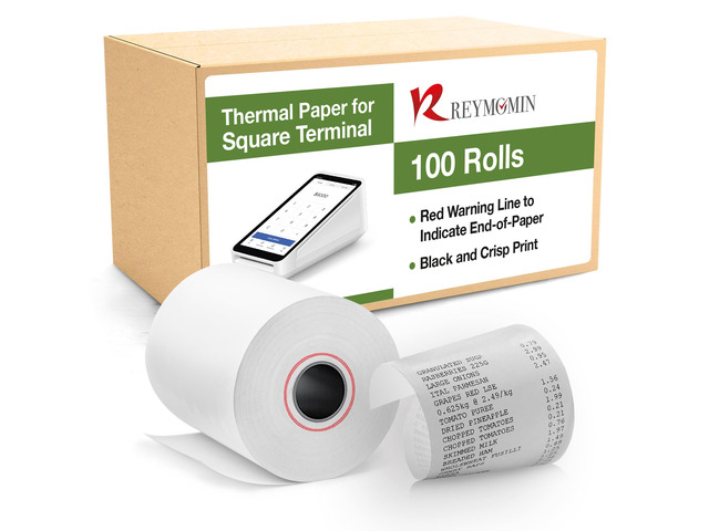Thermal Paper Rolls Compatible with Square Terminal 100 Rolls 2.25 inch x 50ft - BPA Free