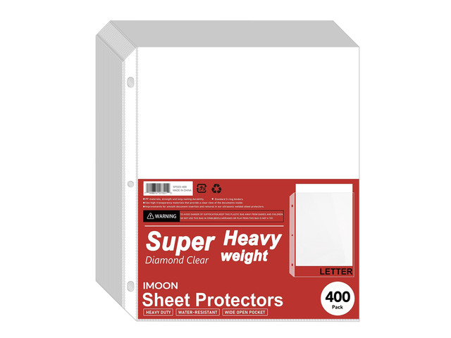 Super Heavyweight 3-Hole Letter Size Sheet Protectors - High Transparency Plastic Heavy Duty Sleeves for 3 Ring Binders, Archival Safe, Durable...