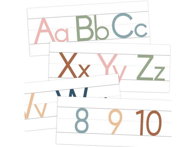 12 Pieces Alphabet Line for Classroom Wall Boho Manuscript Alphabet Line Bulletin Board Set ABC Banner and Number Border Posters for Classroom Decor