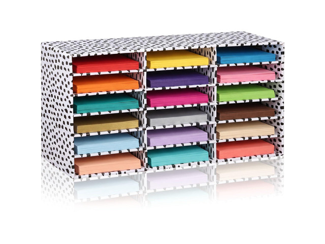 1 Pc Classroom Construction Paper Storage,Black Blocks 18 Slot Compartments Desktop Scrapbook Organizer for Letter/A4 File Sorter, 14.2' H x 28.1'...