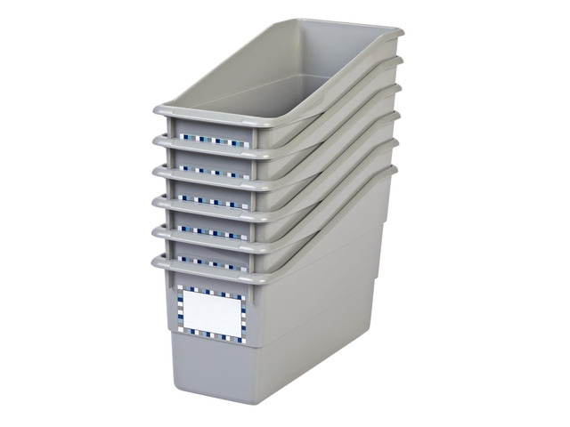 Durable Book & Binder Holder, 6-Pack, Pebble 5.5' x 12.5' x 7.5', Classroom Organization, Storage Solution, Sturdy & Versatile