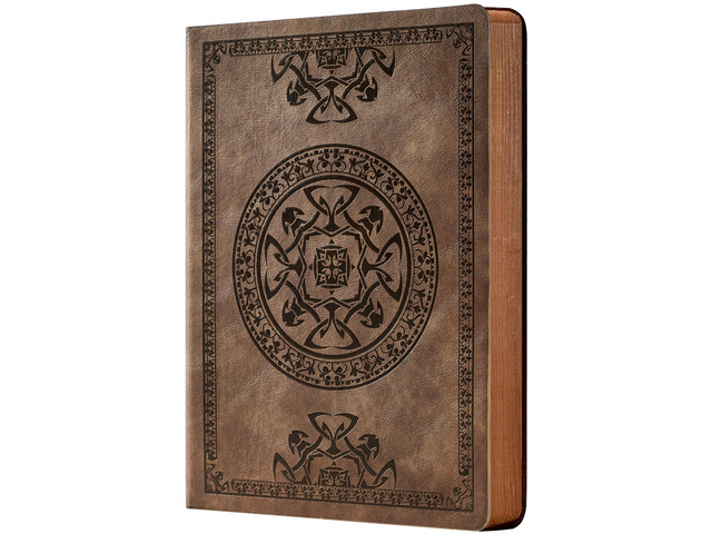 Leather Journal for Men Women Vintage Notebook Diary, A5, Dark Brown Embossed Softcover, 288 Pages, Lay Flat for Writing, Journaling, Work, Travel,...