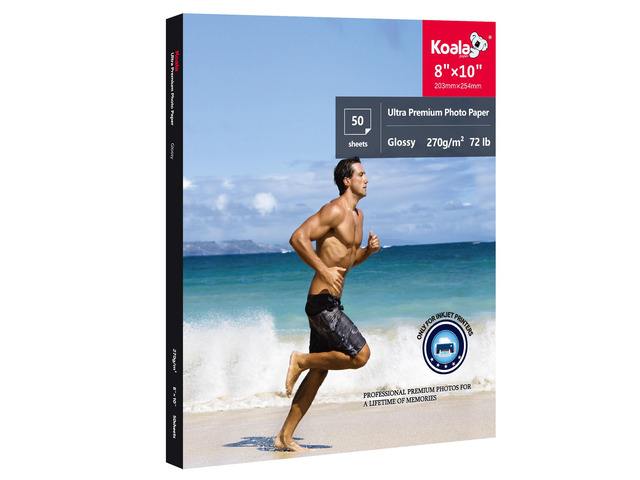 Photo Paper Resin Coated 8x10 In Glossy Photo Printer Paper 72lb for Inkjet Printer Water Resistant 50 Sheets
