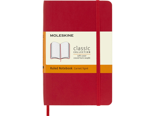 Classic Notebook, Soft Cover, Pocket (3.5' x 5.5') Ruled/Lined, Scarlet Red, 192 Pages