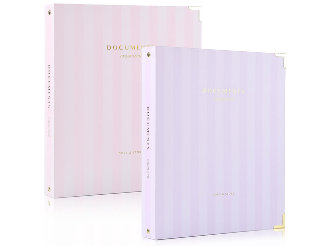 Aesthetic 3 Ring Binder Set of 2 - Sturdy Striped 1 Inch Letter Size Binder Fits Letter Sized Paper - Three Hole Ring Holder for Women or Men with...